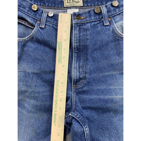 LL Bean Natural Fit Denim Jeans Men's Size 38X29 Distressed Suspender Buttons - Picture 5 of 16